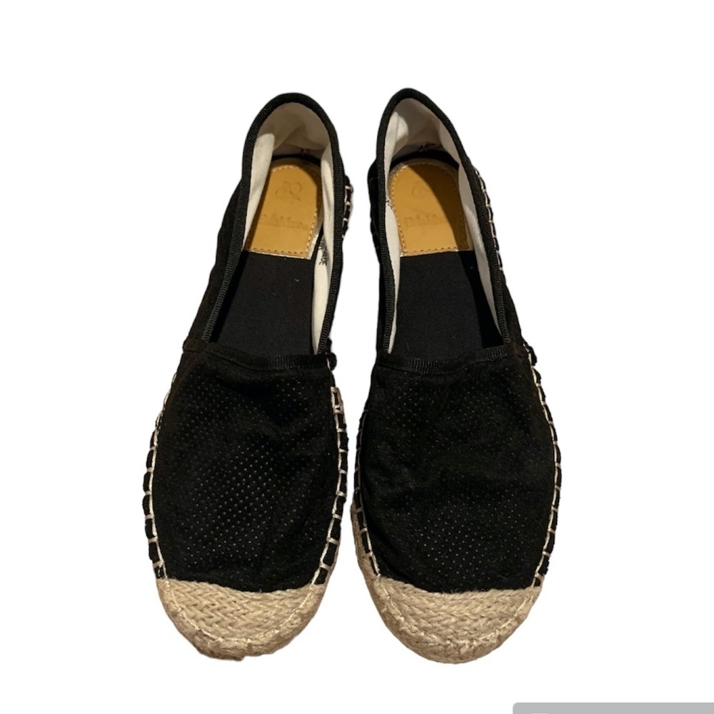 Bella Marie Becca Slip On Espadrille Flats in Black Suede size 9